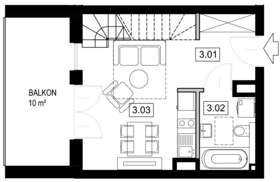 1548M N. Sącz ul. 29 Listopada dwupoziomowe mieszkanie w stanie deweloperskim! IIIp, pow. 41,77 m2, duży balkon! Cena: 355 045 zł brutto